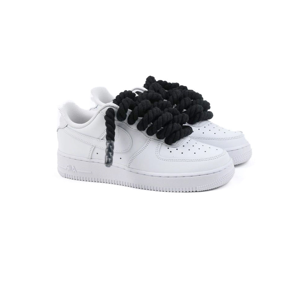 Custom Nike AF1 White “Rope Laces” Schwarz