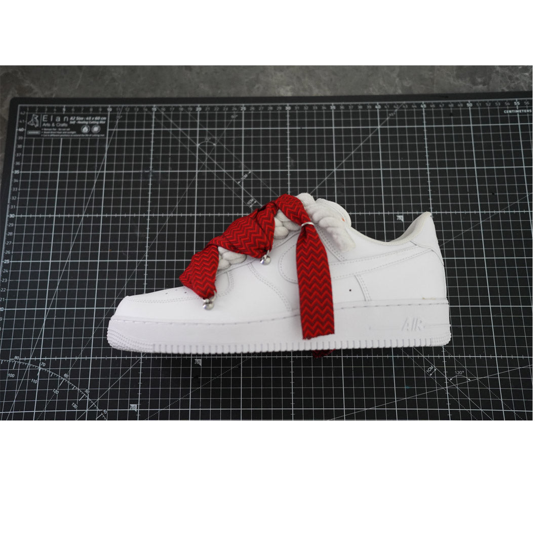 Custom Nike Air Force 1 White "Lanvin Laces" Red