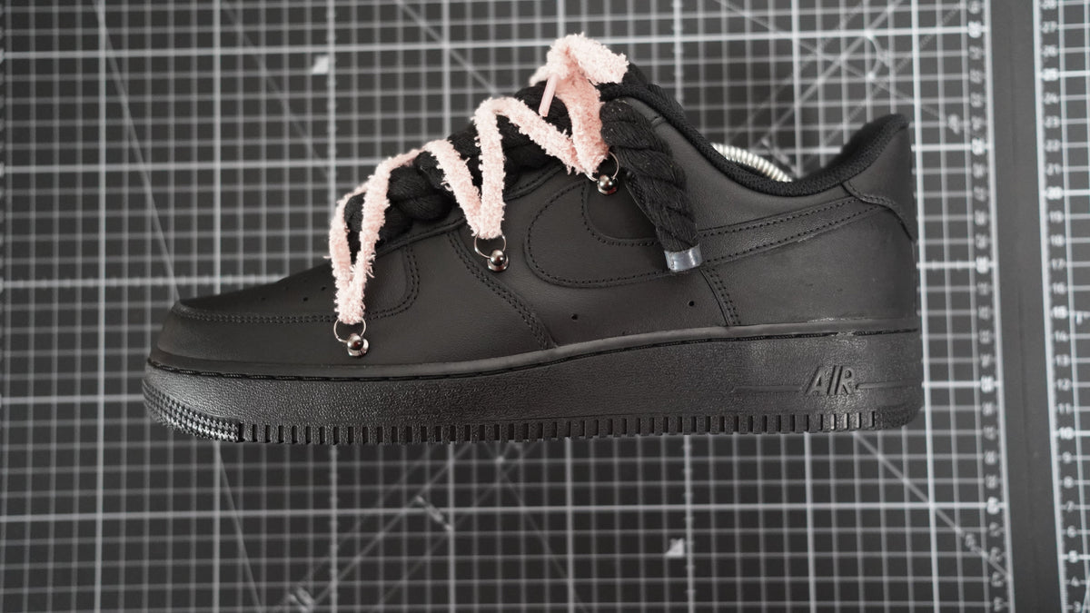 Custom Nike AF1 Black “White ROPE LACES” Dunk rosy beige