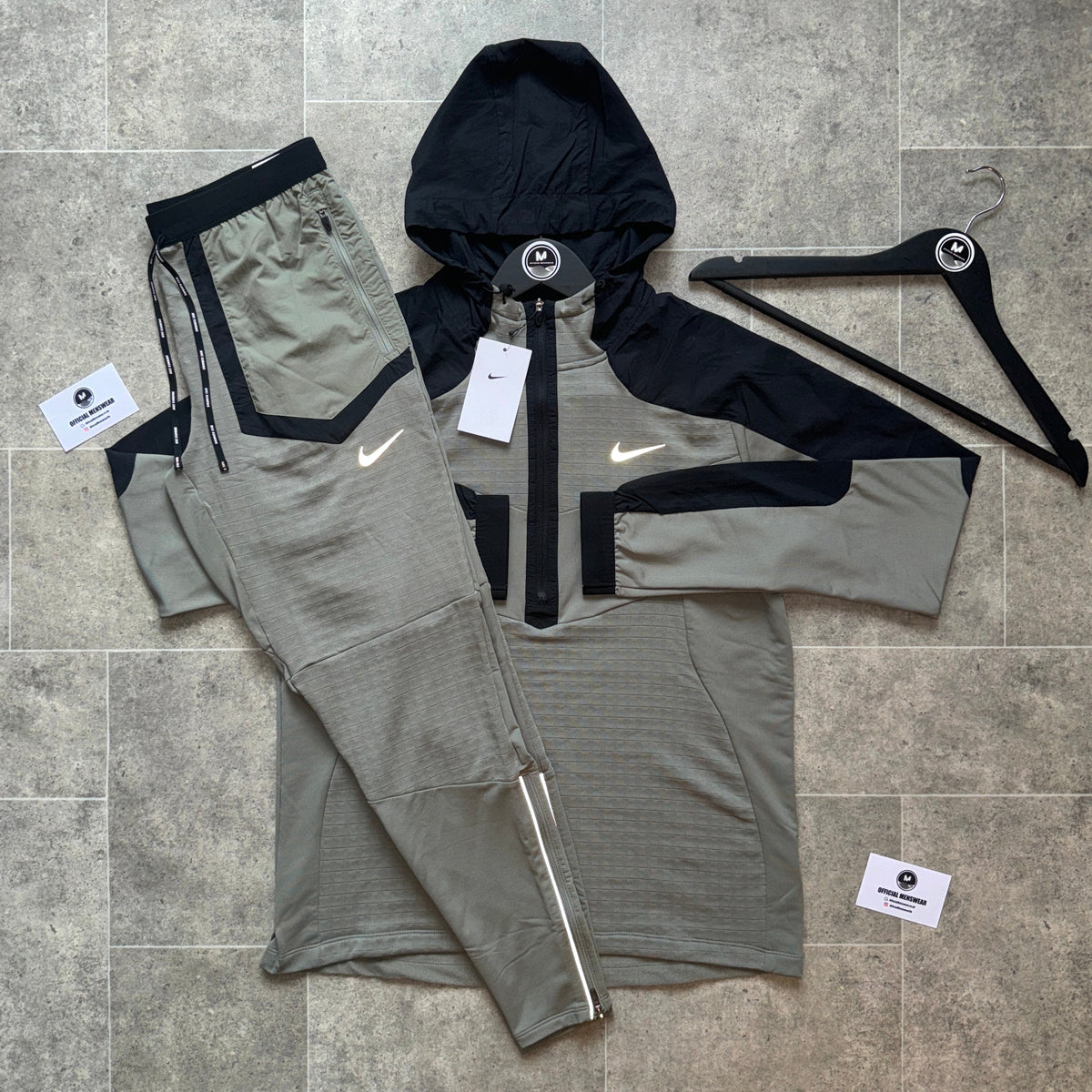 NIKE RUNNING DIVISION LONG SLEEVE SET - SAND/BLACK