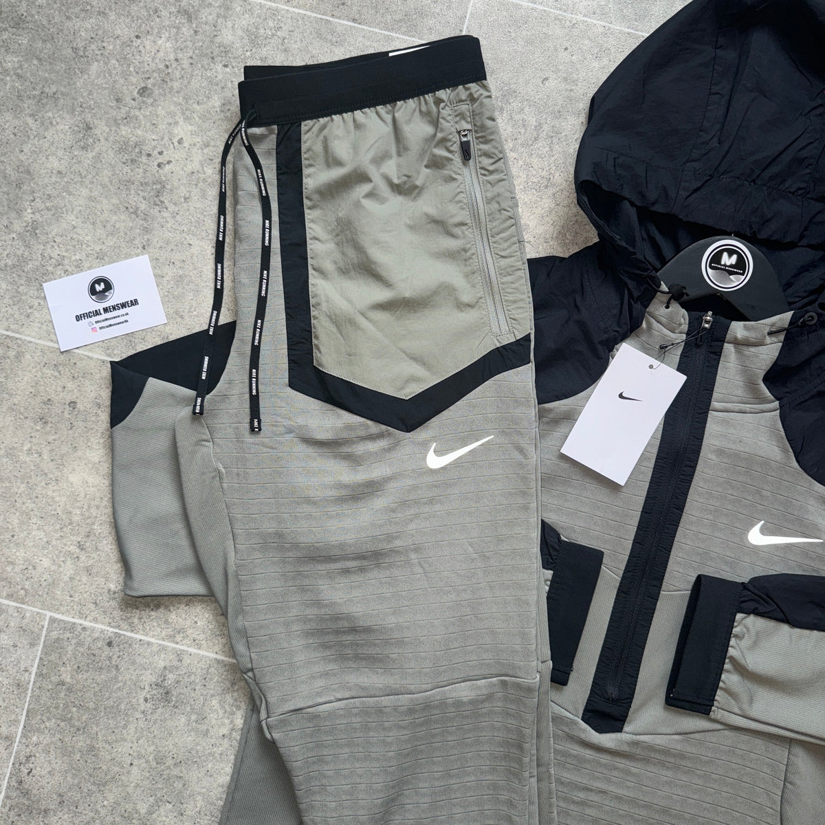 NIKE RUNNING DIVISION LONG SLEEVE SET - SAND/BLACK