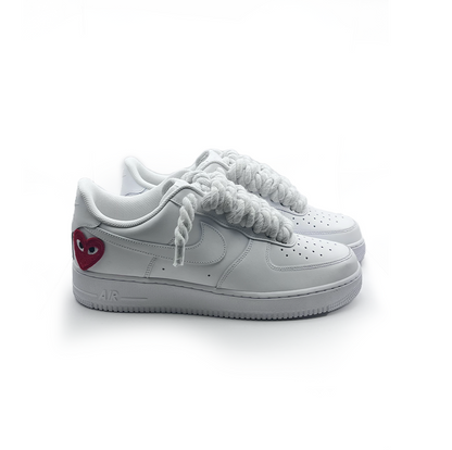 Custom Nike AF1 White '' Rope Laces '' Love stride Red
