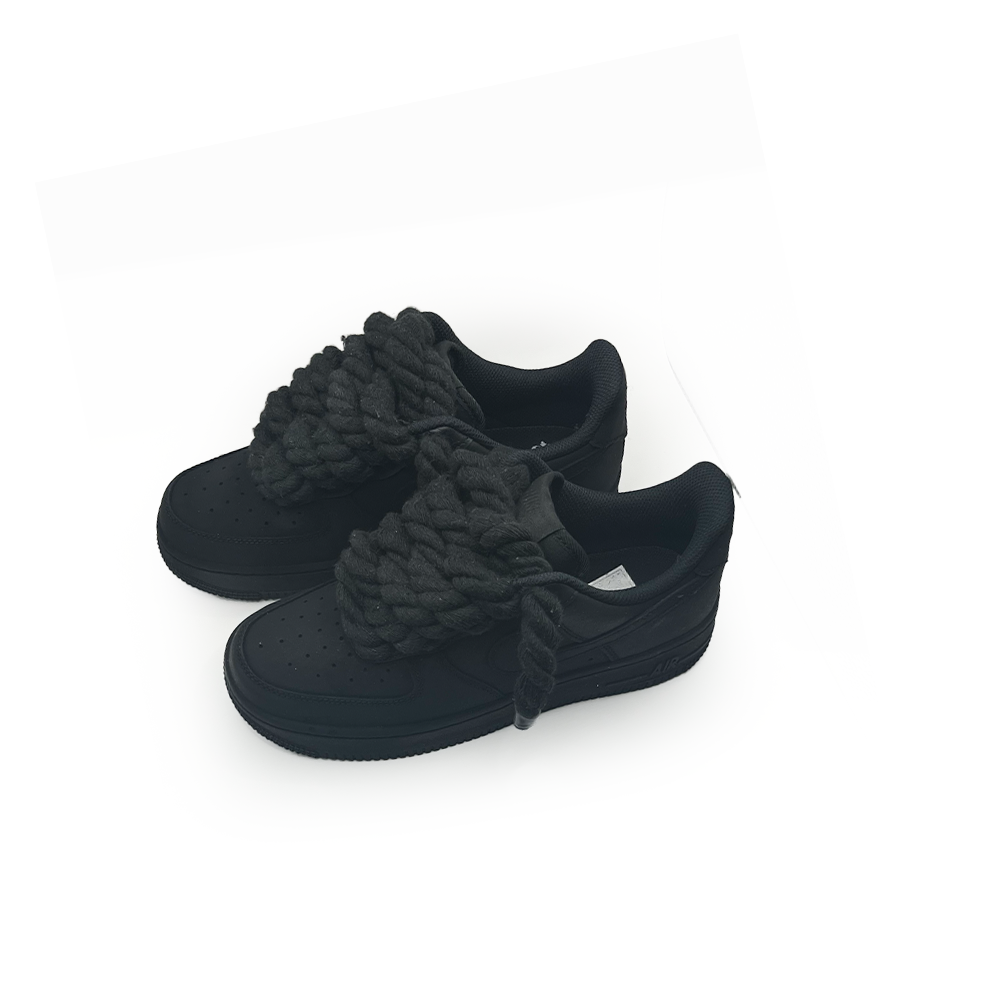 Custom Nike AF1 Ninja Black "Rope Laces"