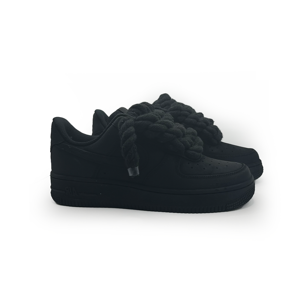 Custom Nike AF1 Ninja Black "Rope Laces"