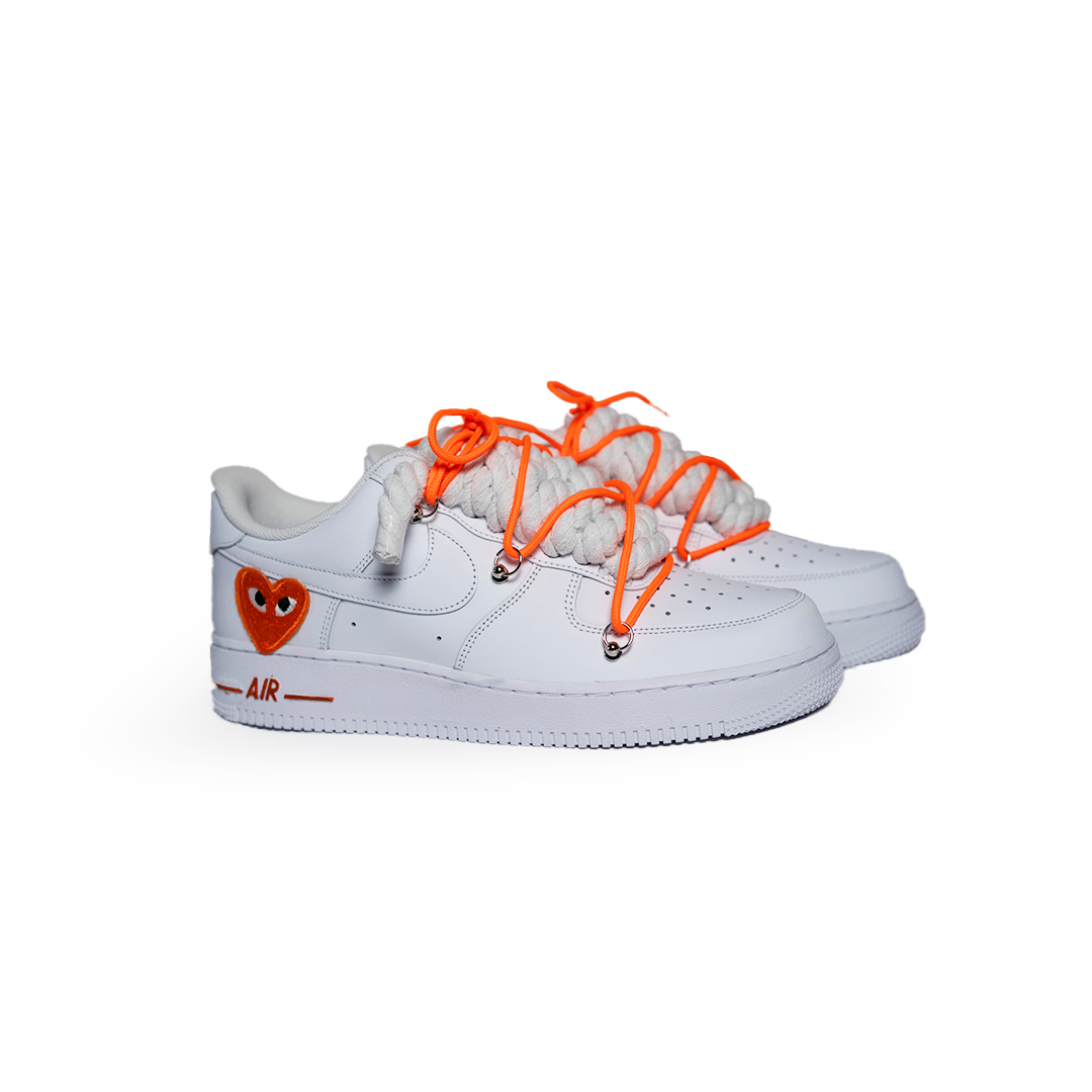 Custom Nike AF1 '' Rope Laces '' Love stride orange