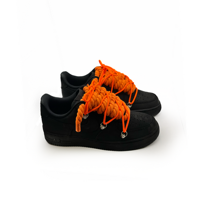 Custom Nike AF1 Black "Orange ROPE LACES" Dunk Orange
