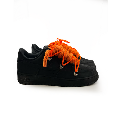 Custom Nike AF1 Black "Orange ROPE LACES" Dunk Orange