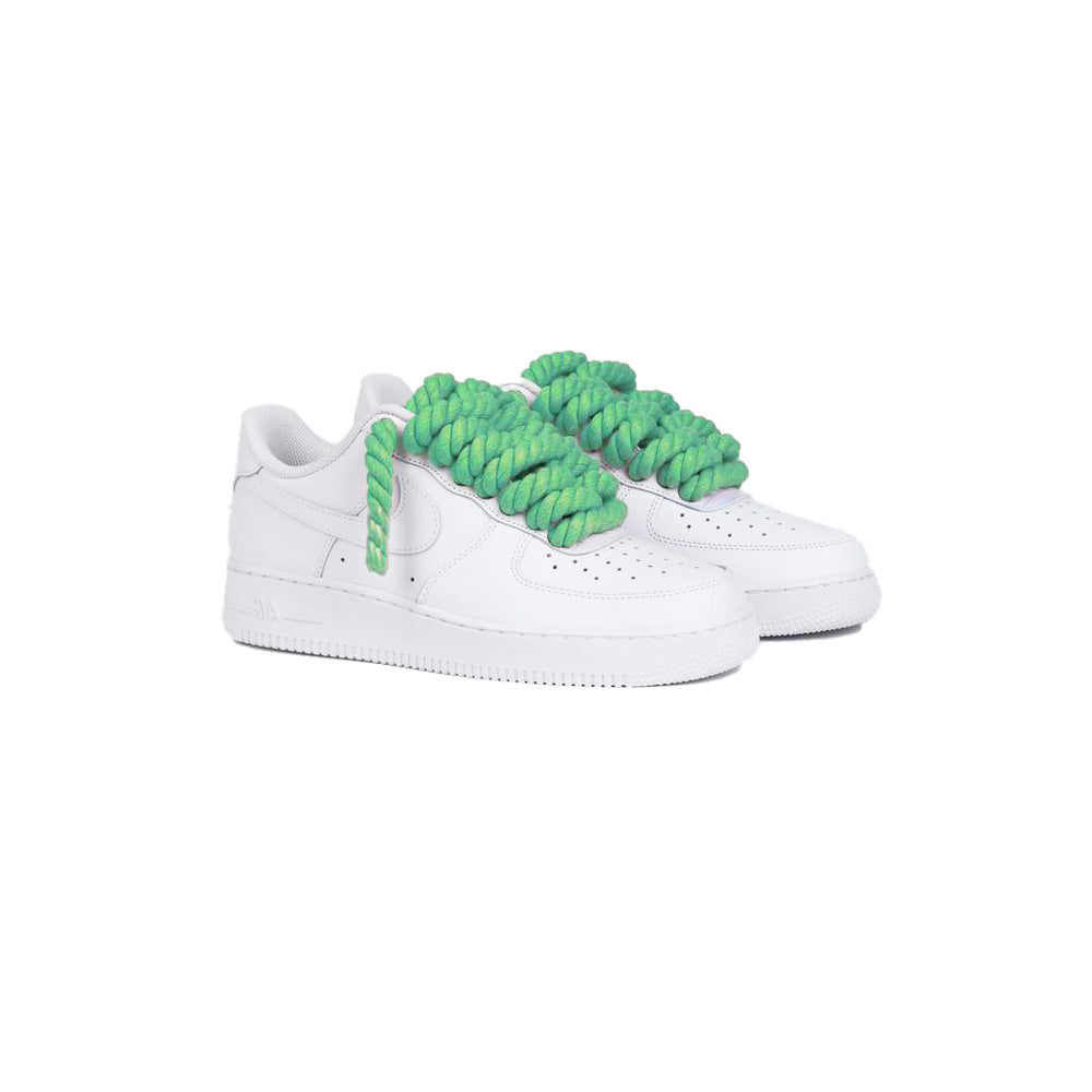 Custom Nike AF1 White "Rope Laces" Green
