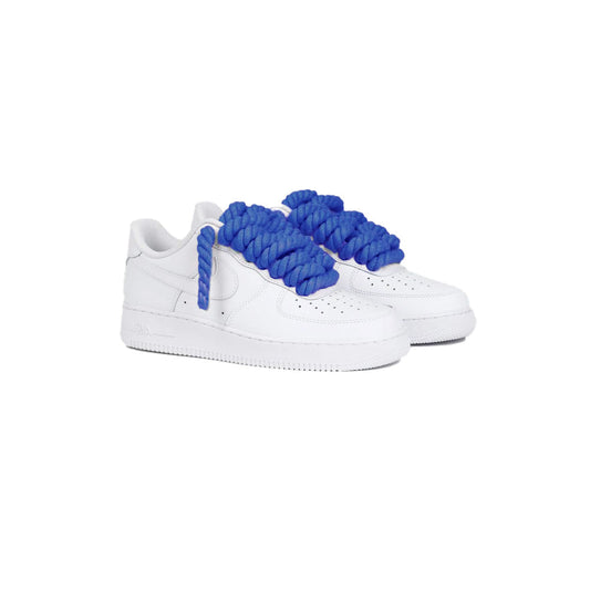 Custom Nike AF1 White "Rope Laces" Blue -