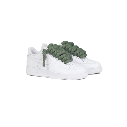 Custom Nike AF1 White "Rope Laces" Army Green.