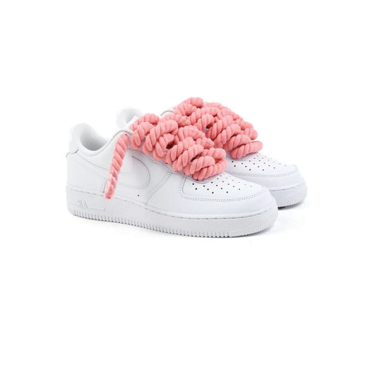 Custom Nike AF1 White “Rope Laces” Pink -