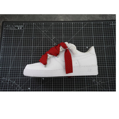 Custom Nike Air Force 1 White "Lanvin Laces" Red