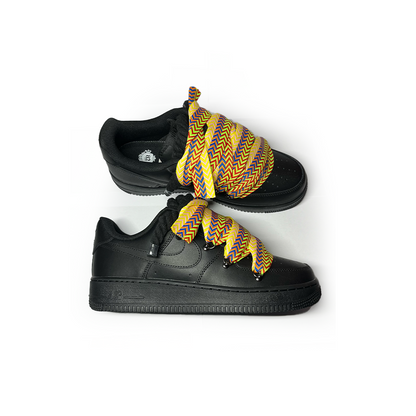 Custom Nike AF1 Black "Lanvin Laces" Yellow