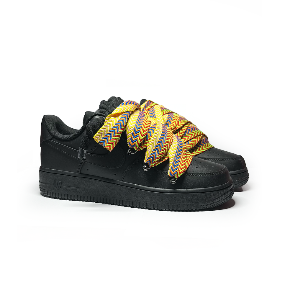 Custom Nike AF1 Black "Lanvin Laces" Yellow