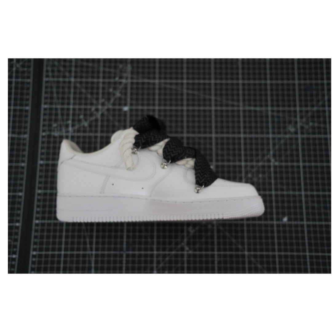 Custom Nike AF1 White "Lanvin Laces" Black Thorns