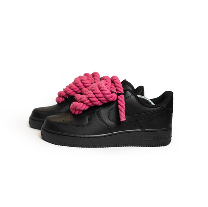 Custom Nike AF1 Black "Rope Laces" Pink