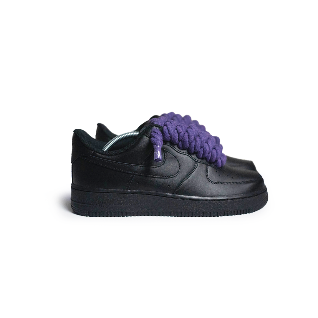 Custom Nike AF1 Black "Rope Laces" Violet