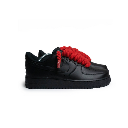 Custom Nike AF1 Black "Rope Laces" Red