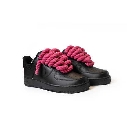 Custom Nike AF1 Black "Rope Laces" Pink