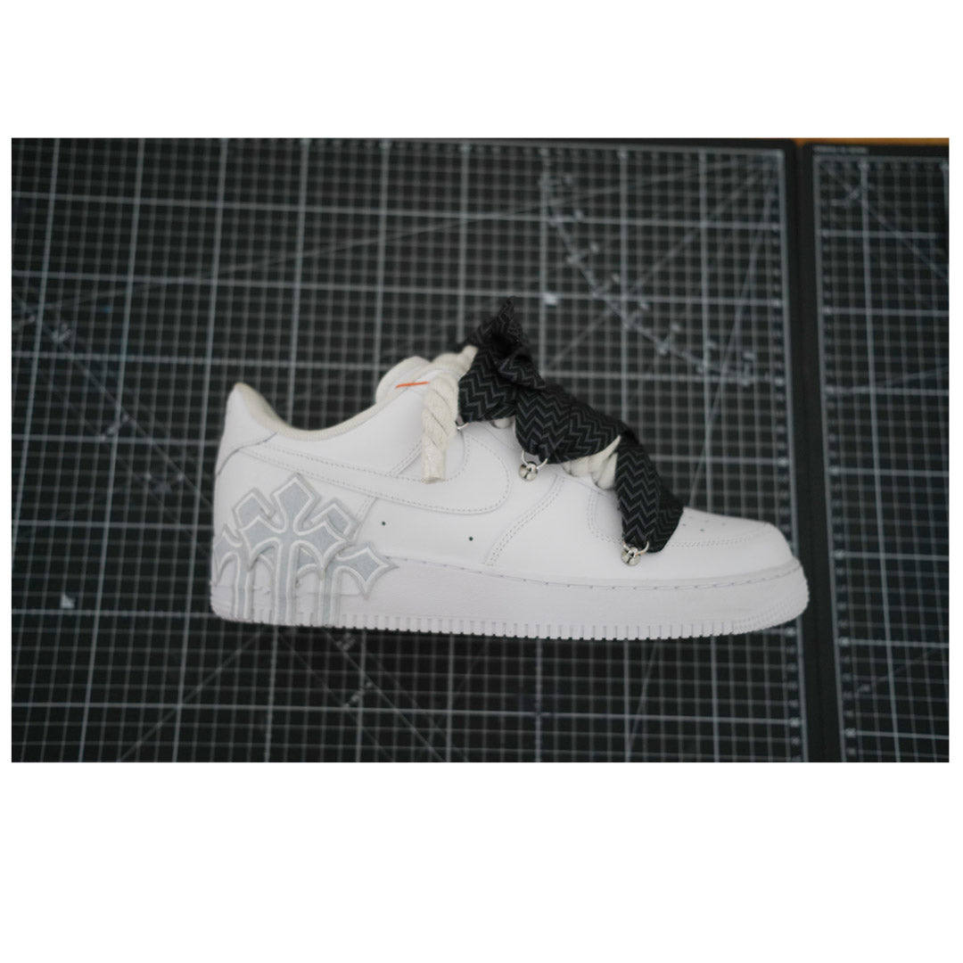 Custom Nike AF1 White "Lanvin Laces" Black Thorns
