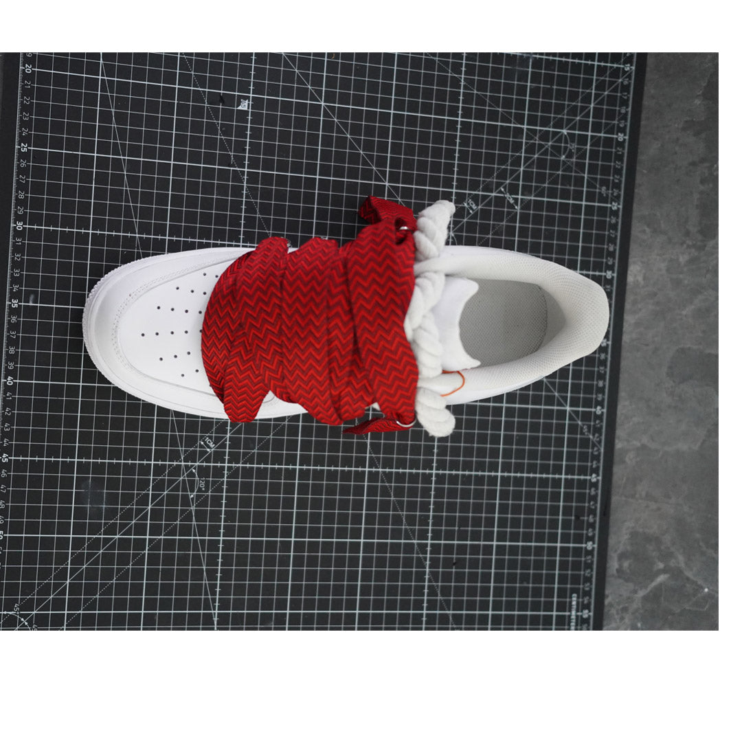 Custom Nike Air Force 1 White "Lanvin Laces" Red