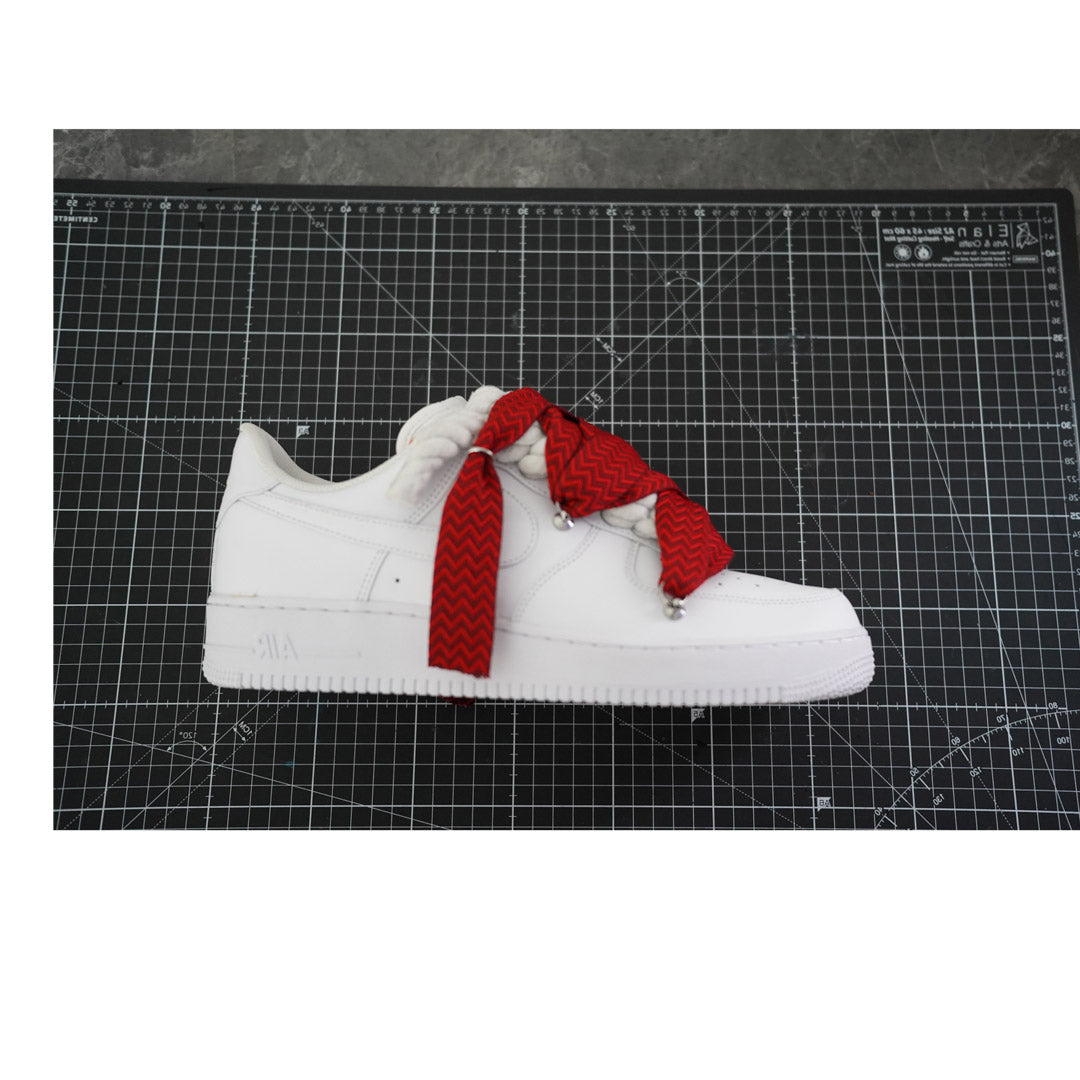 Custom Nike Air Force 1 White "Lanvin Laces" Red