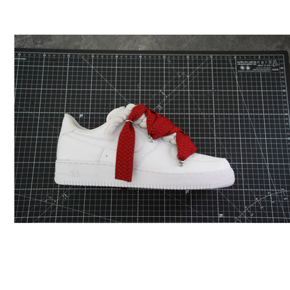 Custom Nike Air Force 1 White "Lanvin Laces" Red
