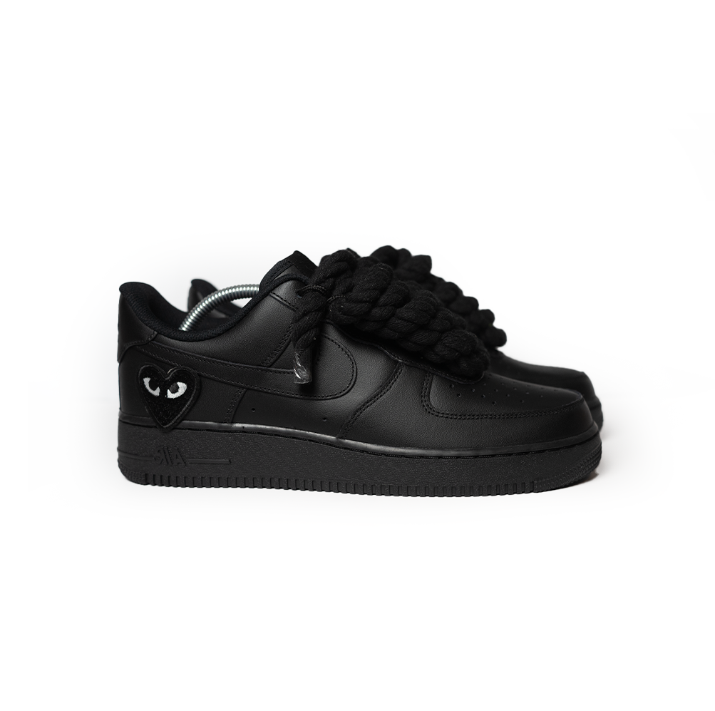 Custom Nike AF1 Black "Rope Laces" Love Stride Black