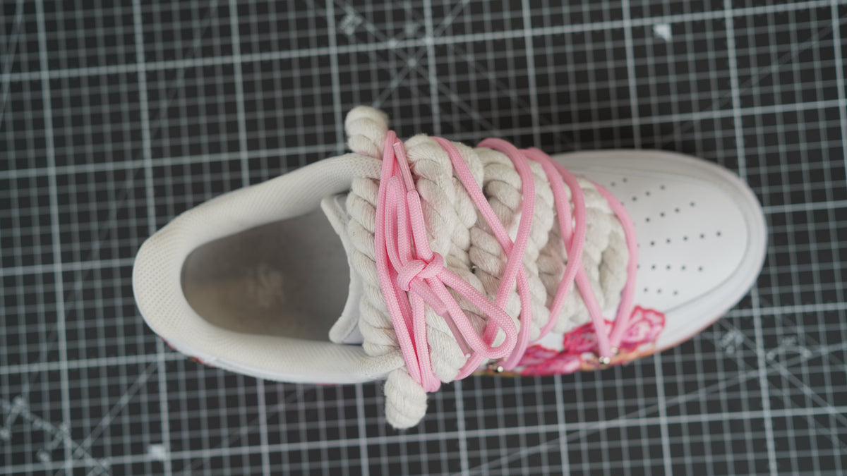 Custom Nike AF1 White “ROPE LACES” Pink Parfait