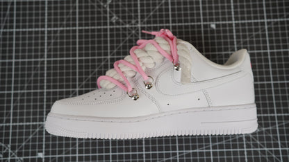 Custom Nike AF1 White “ROPE LACES” Pink Parfait