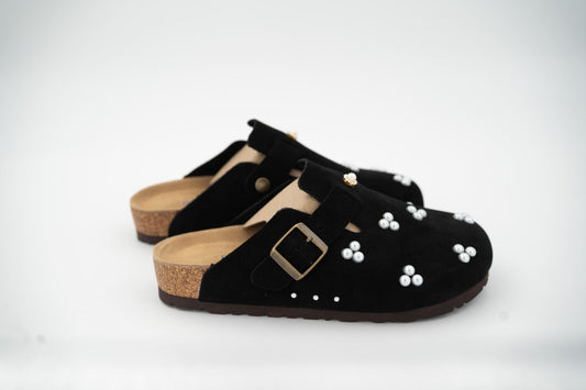 Custom white pearl Birkenstocks
