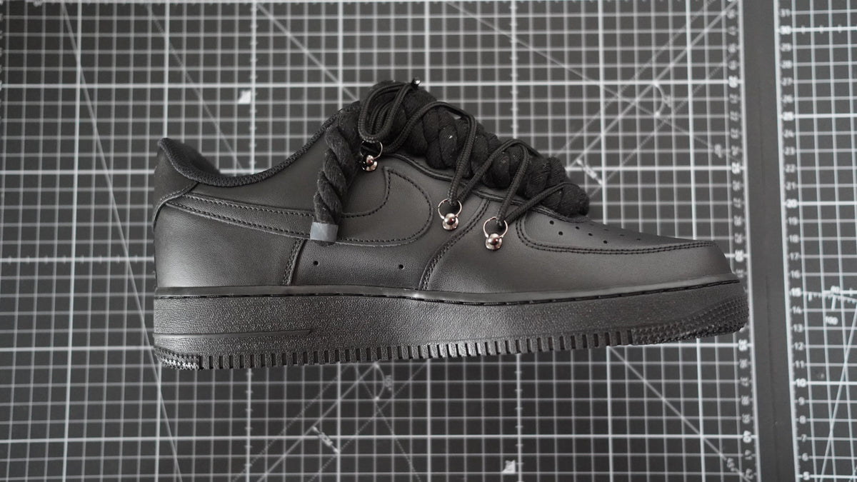Custom Nike AF1 Black "ROPE LACES" Dunk Black
