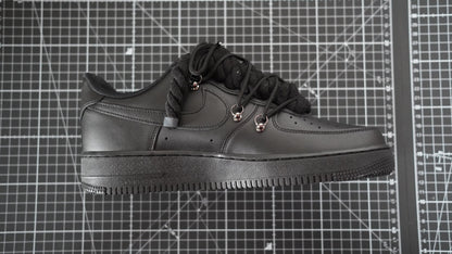 Custom Nike AF1 Black "ROPE LACES" Dunk Black