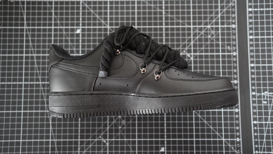 Custom Nike AF1 Black "ROPE LACES" Dunk Black
