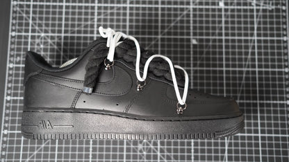 Custom Nike AF1 Black “ROPE LACES” Dunk Weiß