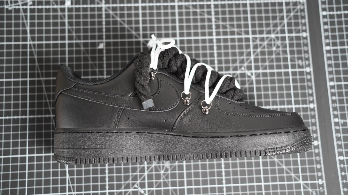 Custom Nike AF1 Black “ROPE LACES” Dunk Weiß