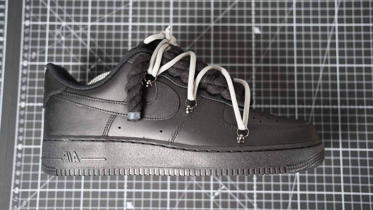 Custom Nike AF1 Black "ROPE LACES" Dunk Grey