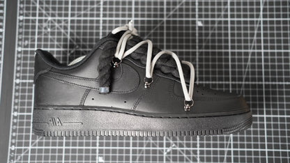 Custom Nike AF1 Black "ROPE LACES" Dunk Grey