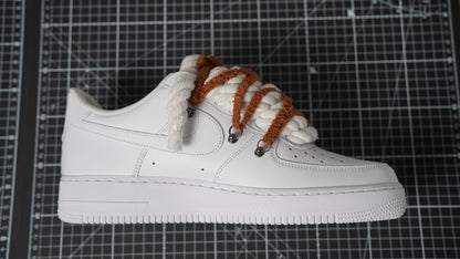 Custom Nike AF1 White “ROPE LACES” extra Lace reddish-brown