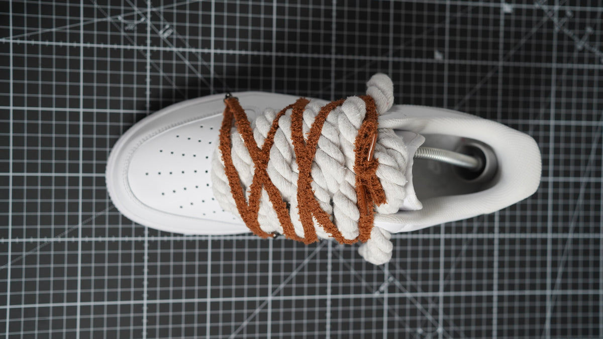 Custom Nike AF1 White “ROPE LACES” extra Lace reddish-brown