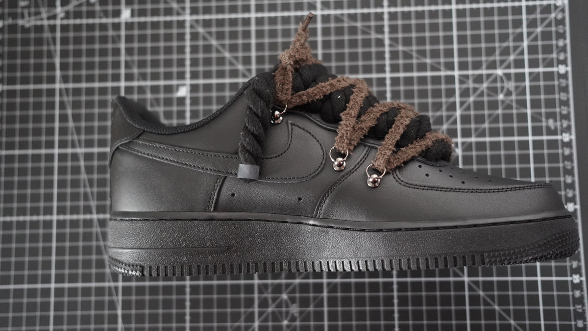 Custom Nike AF1 Black “White ROPE LACES” Dunk earthy beige-brown