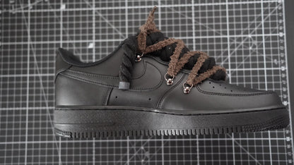 Custom Nike AF1 Black “White ROPE LACES” Dunk earthy beige-brown