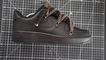 Custom Nike AF1 Black “White ROPE LACES” Dunk earthy beige-brown