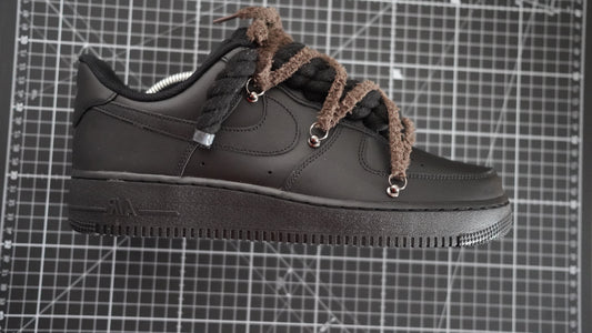 Custom Nike AF1 Black “White ROPE LACES” Dunk earthy beige-brown