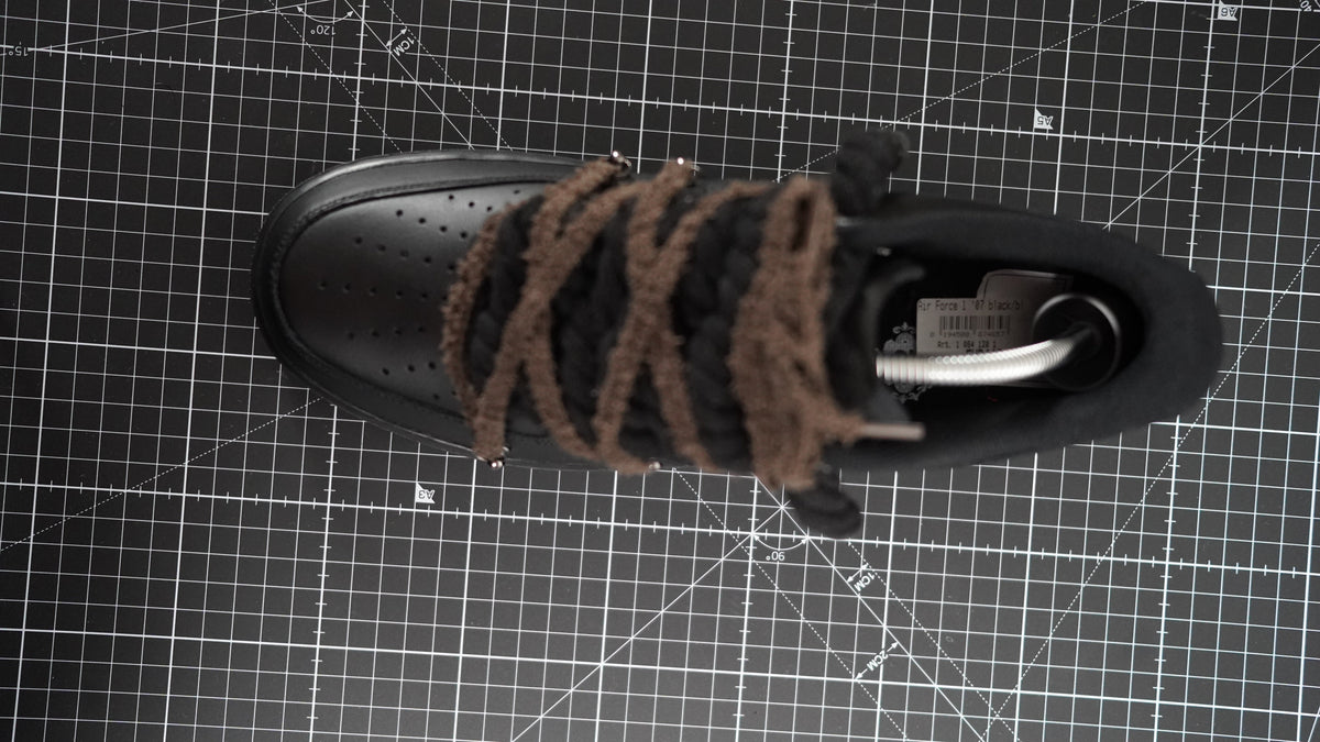 Custom Nike AF1 Black “White ROPE LACES” Dunk earthy beige-brown