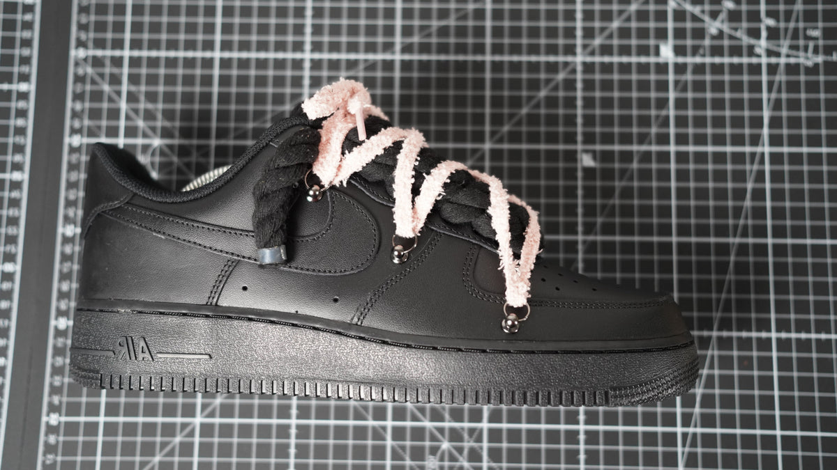 Custom Nike AF1 Black “White ROPE LACES” Dunk rosy beige