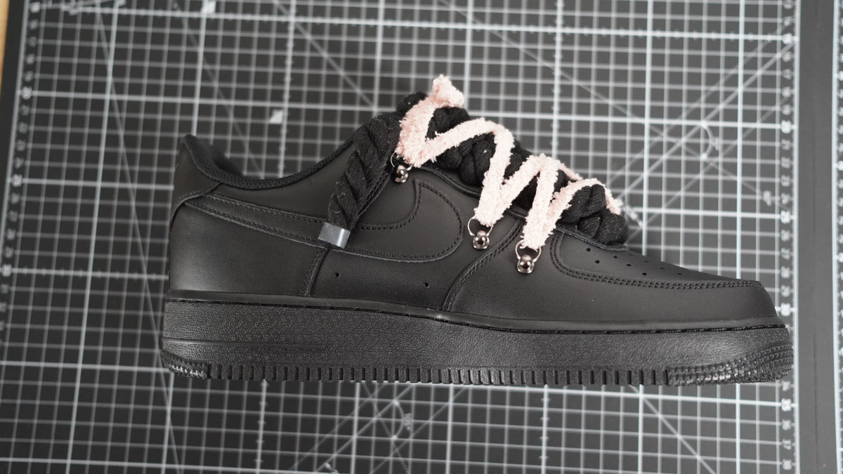 Custom Nike AF1 Black “White ROPE LACES” Dunk rosy beige