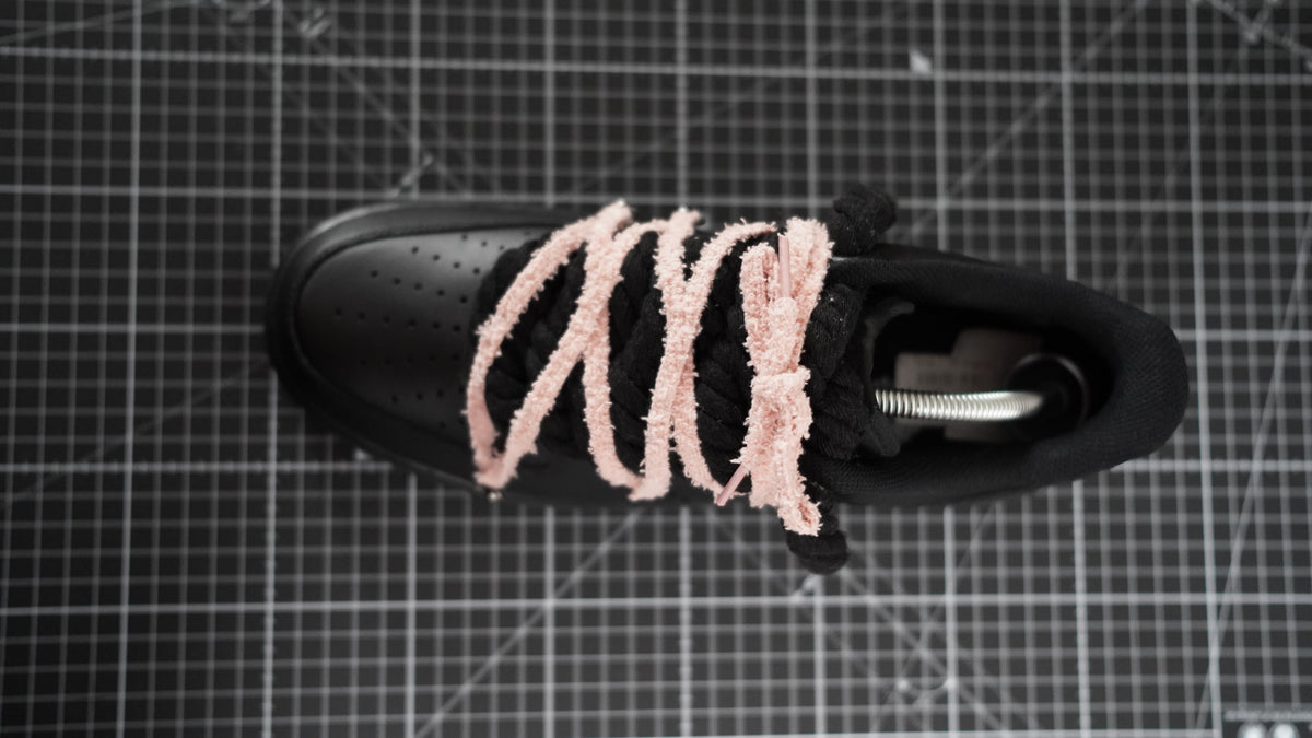 Custom Nike AF1 Black “White ROPE LACES” Dunk rosy beige