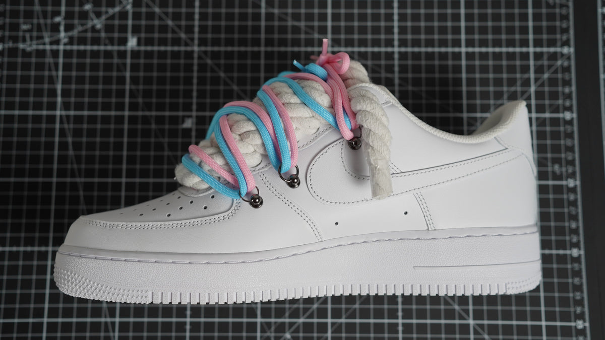 Custom Nike AF1 White “ROPE LACES” 2x Dunk Pink/Blue
