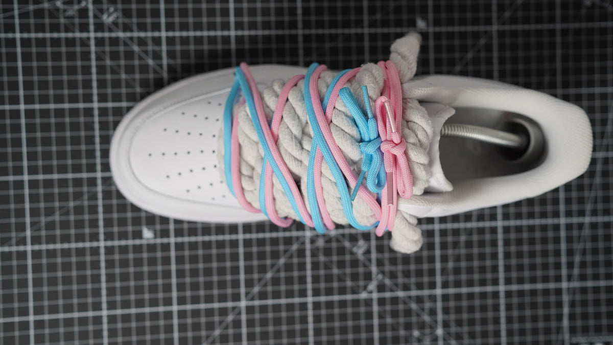 Custom Nike AF1 White “ROPE LACES” 2x Dunk Pink/Blue